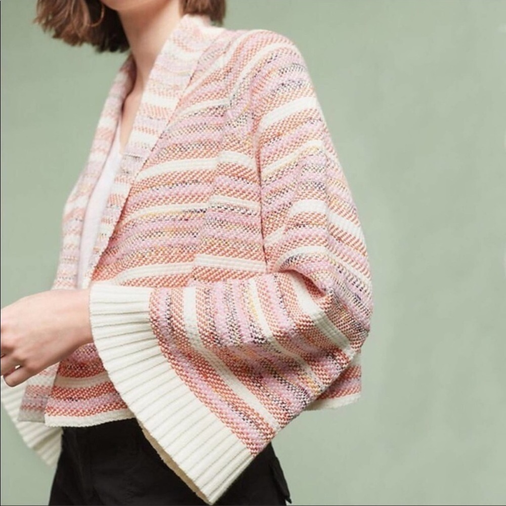 𝅺Anthropologie’s Moth Mahalia Kimono Cardigan 3/4 Sleeve Knit Sweater Size M